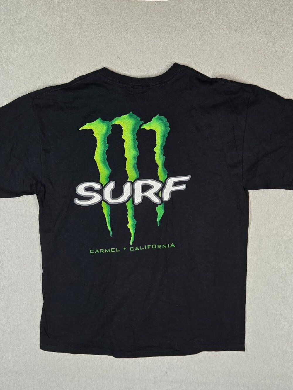 VINTAGE Monster Energy Men Shirt XL Black Surf Carmel California Logo Graphic